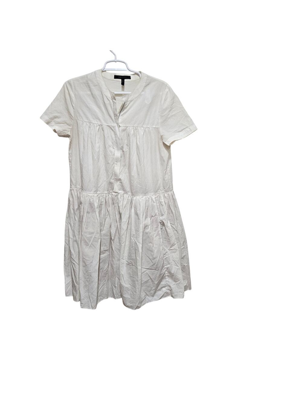 BCBGMAXAZRIA White Tiered Cotton Dress Medium Coastal Grandma